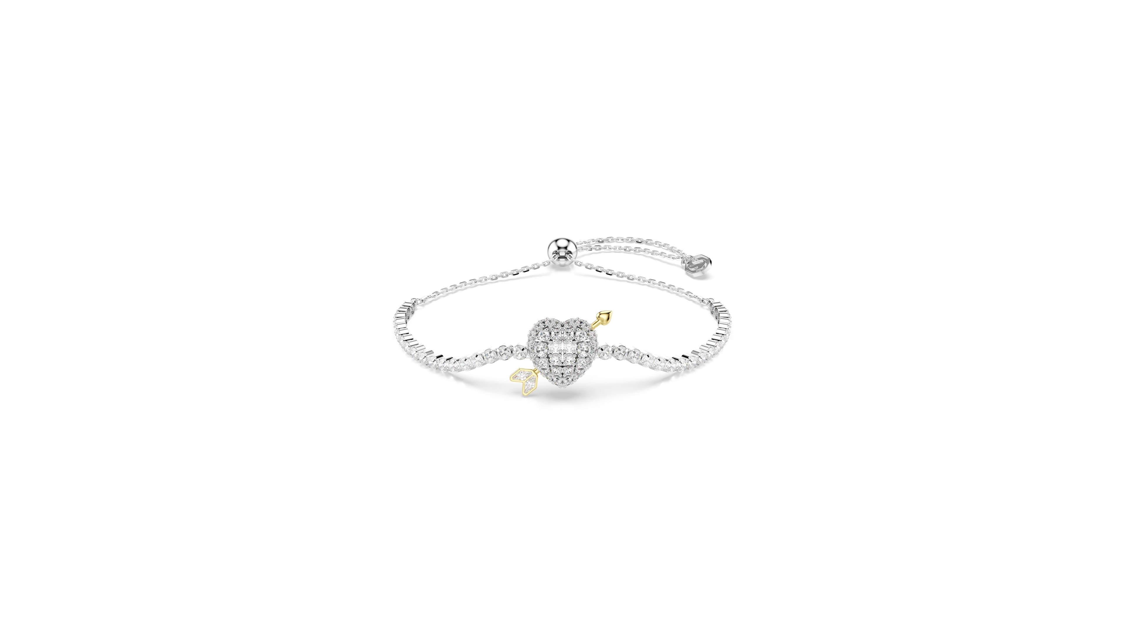 Swarovski Mixed Cuts, Heart with Arrow, White, Rhodium Plated Idyllia Bracelet