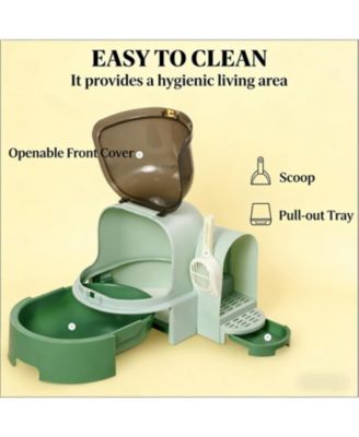 Covered Cat Litter Box in Green
