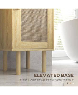 1Pc Rattan Doors, Adjustable Shelves & Slim Design Tall Bathroom Storage Cabinet