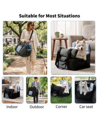 Dog Car Seat for Small Dogs Travel Safety Pet Seat Waterproof with Storage Pockets Black