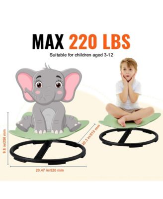 Elephant Kids Swivel Chair, 360&deg; Spin, 220-Lb Capacity, Non-Slip Metal Base, Sensory Sit-and-Spin Chair, Green