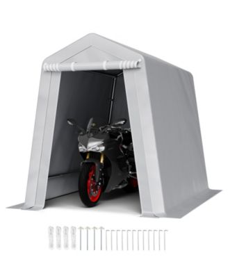 6 x 8 ft Outdoor Storage Shed Tent, Waterproof Portable Storage Tent with Roll-Up Door and Vents, Heavy Duty Frame, Grey