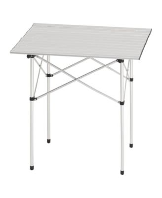 Compact Roll-Up Camping Table, Lightweight Aluminum with Carry Bag, Silver