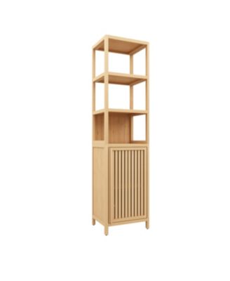 Storage Tall Slim Cabinet with Shutter Door and 3 Tier Shelves