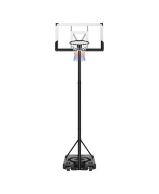 Portable Basketball Hoop, 10 ft Height Adjustable Stand with 48" PC Backboard, Rolling Wheels, Outdoor Goal System