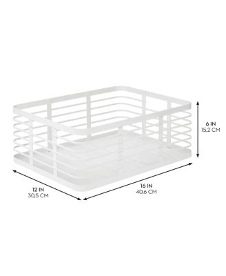 Metal Pantry Basket with Handles - Set of 2 - Matte White