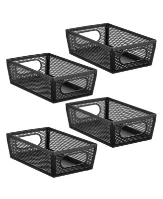 Perforated Metal Storage Bin with Handles - Set of 4 - Matte Black