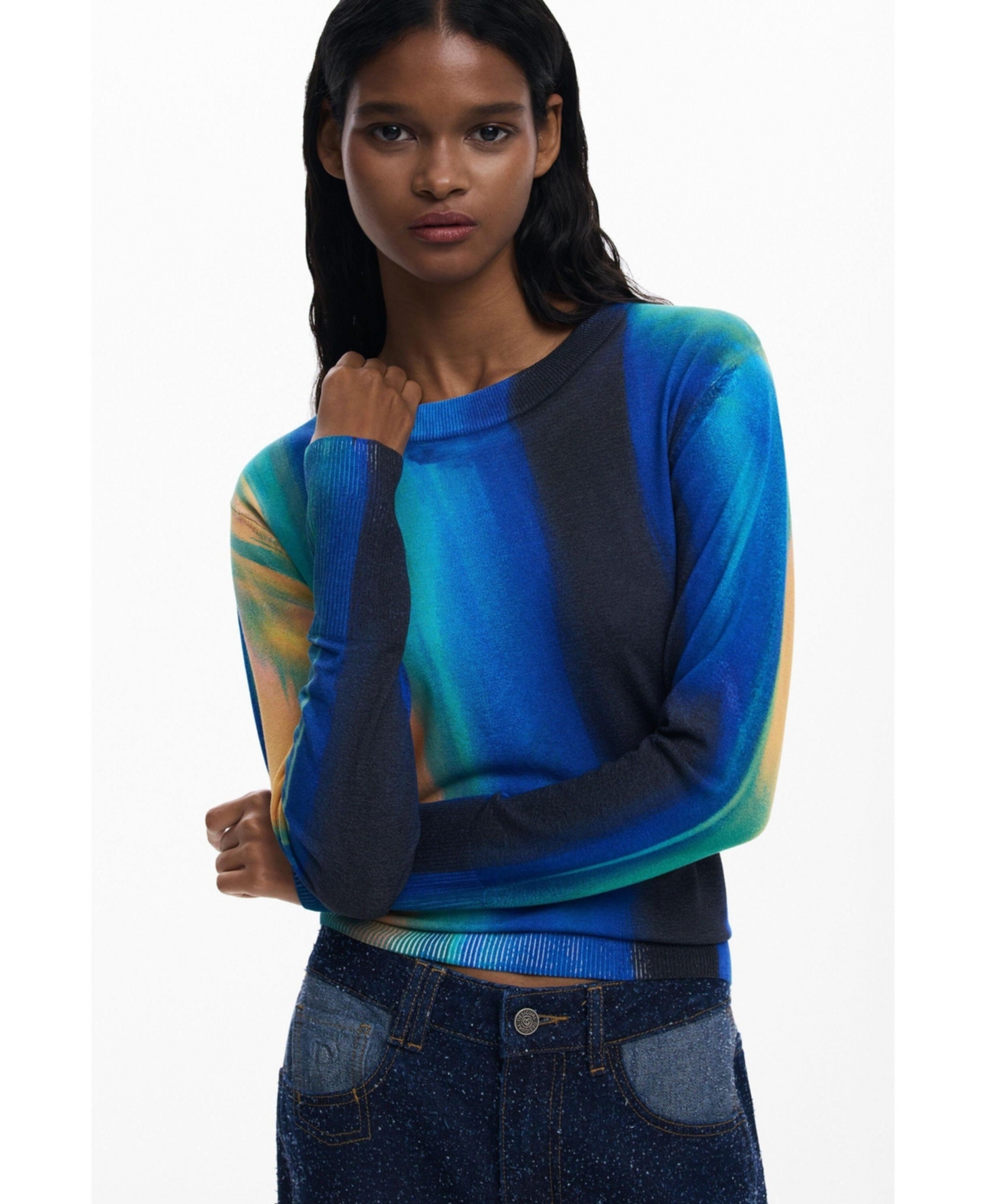 Desigual Women's Fine vertically gradient sweater
