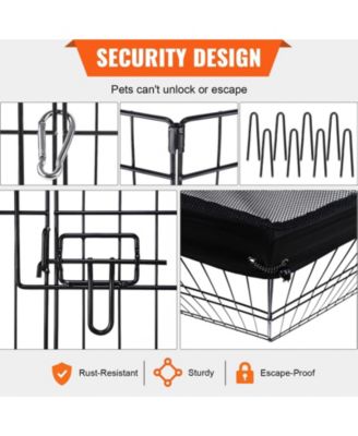 Dog Playpen, 8-Panel Foldable Metal Exercise Pen w/ Top Cover, 24 in H, Puppy Fence w/ Ground Stakes, Indoor/Outdoor