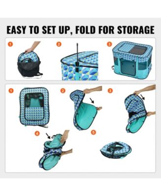 Foldable Pet Playpen, 32 x 24 x 22 in Portable Soft Crate/Playpen, 600D Oxford Waterproof Fabric, Zippered Removable Cover.