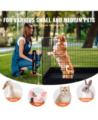 Dog Playpen, 4-Panel 24 x 36 in Foldable Metal Exercise Pen w/ Door, Top Cover & Bottom Pad, Indoor/Outdoor Pet Fence