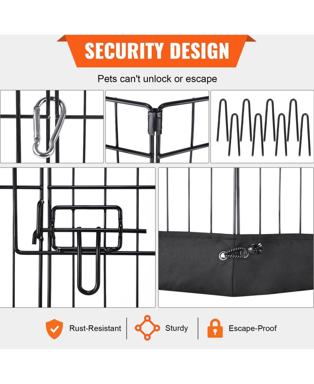Cozito Dog Playpen, 8-Panel Foldable Metal Exercise Pen w/ Top Cover & Bottom Pad, 24 in H, Indoor/Outdoor Puppy Fence for Camping & Yard