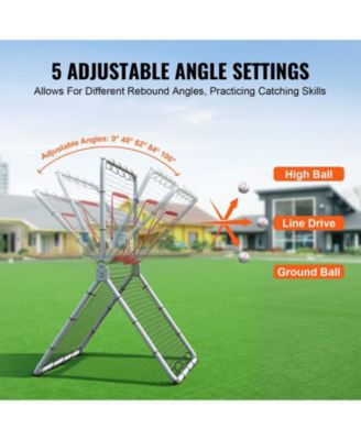 Baseball/Softball Rebounder Net, 3.5' x 6', Pitchback Trainer, Fielding Practice, 5 Adjustable Angles