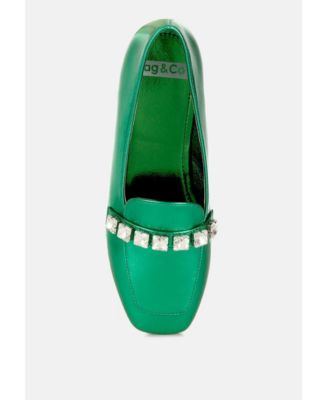 Womens Celosia Metallic Diamante Strap Loafers