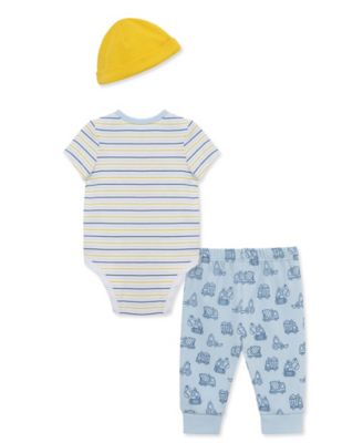 Baby Boys' Construction Short-Sleeve Bodysuit, Pants & Hat, 3-Piece Set