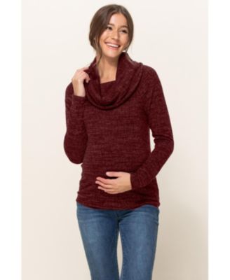 Maternity Cowl Neck Long Sleeve Knit Sweater