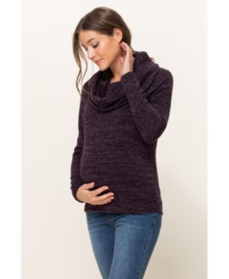 Maternity Cowl Neck Long Sleeve Knit Sweater