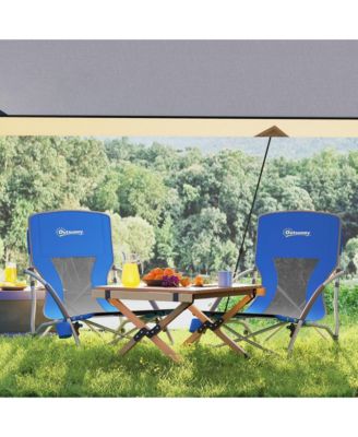 Set of 2 Folding Beach Chair with Carry Bag and Cup Holder
