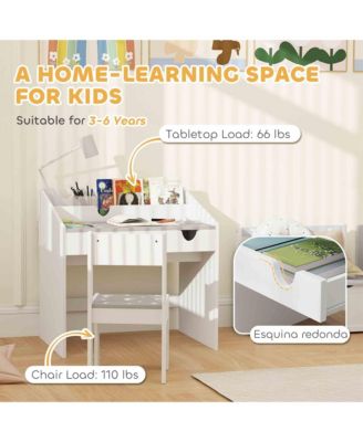 Kids Desk and Chair Set, Kids Study Desk w/ Storage