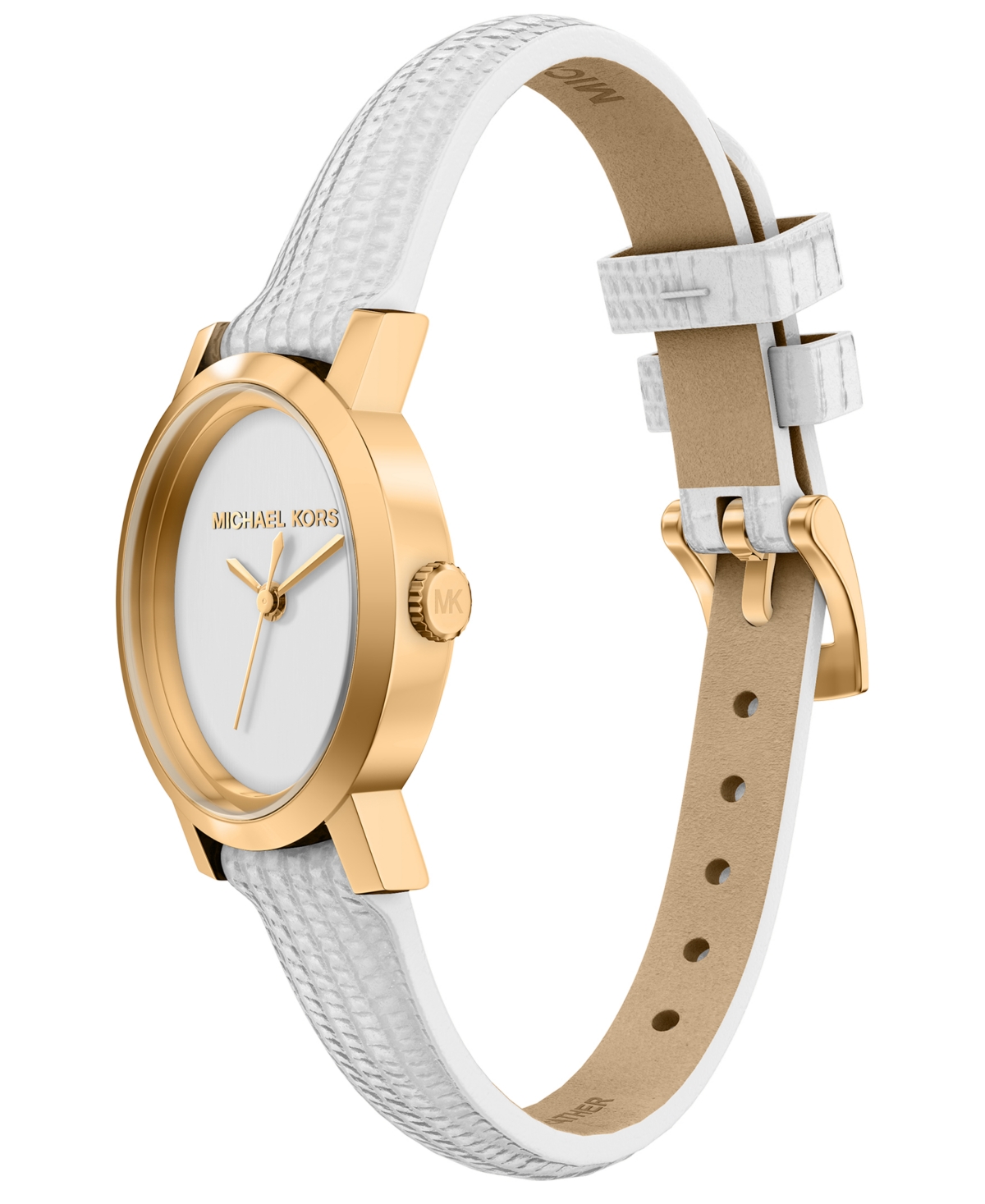 Michael Kors Women's Maude Three-Hand White Leather Watch, 21mm