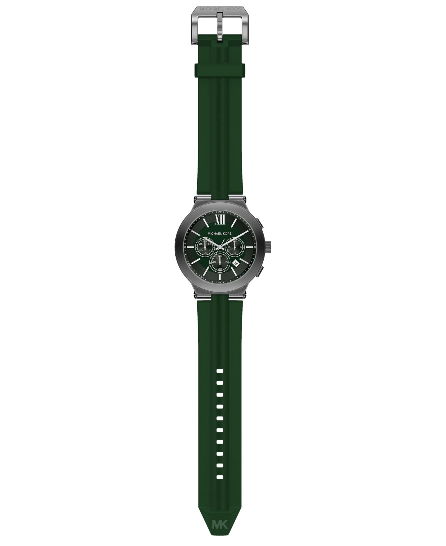 Мужские часы Michael Kors Billie Chronograph Green Silicone Watch, 46mm — фото 7