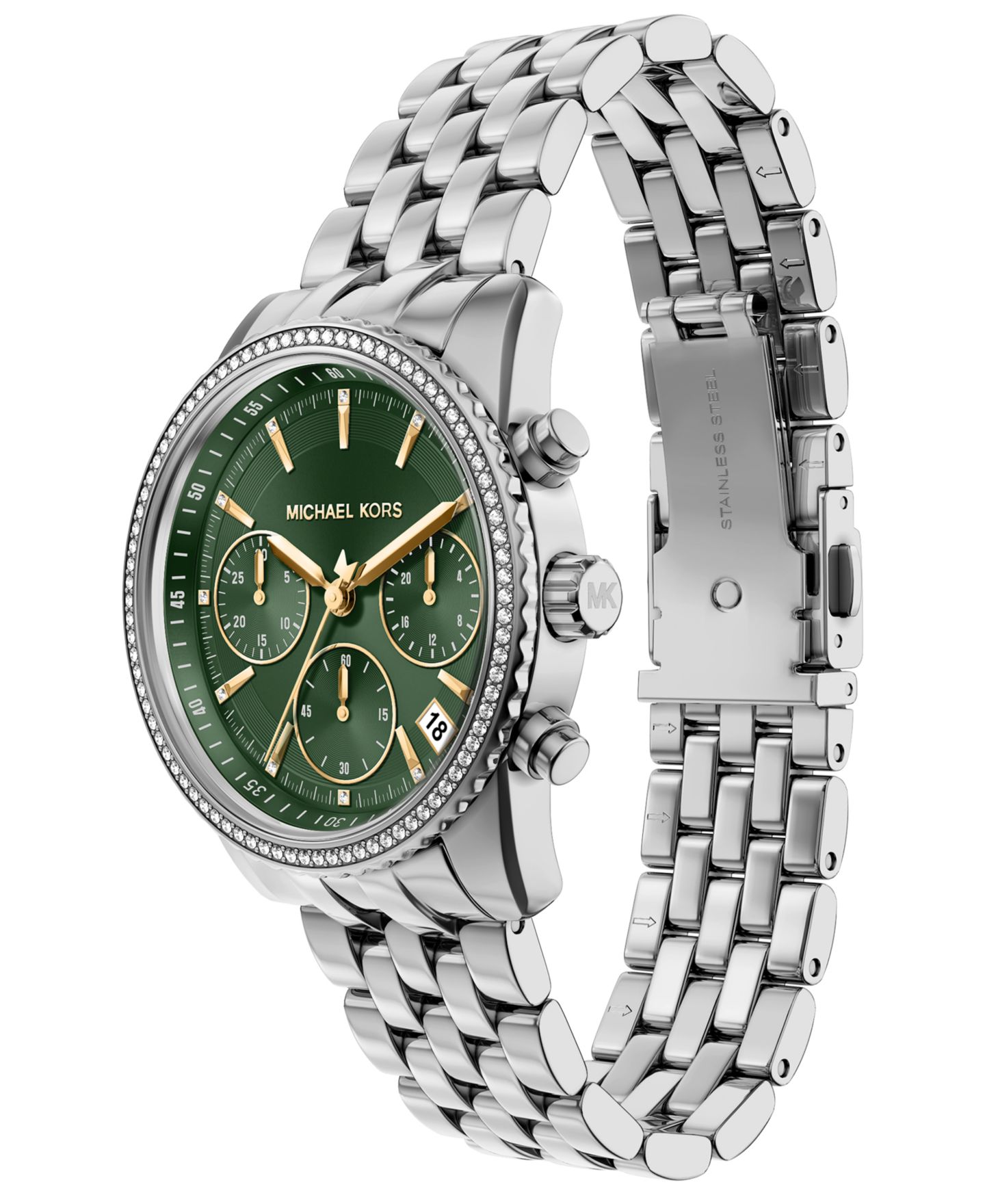 Женские часы Michael Kors Bryant Chronograph Silver-Tone Stainless Steel Watch, 35mm — фото 6