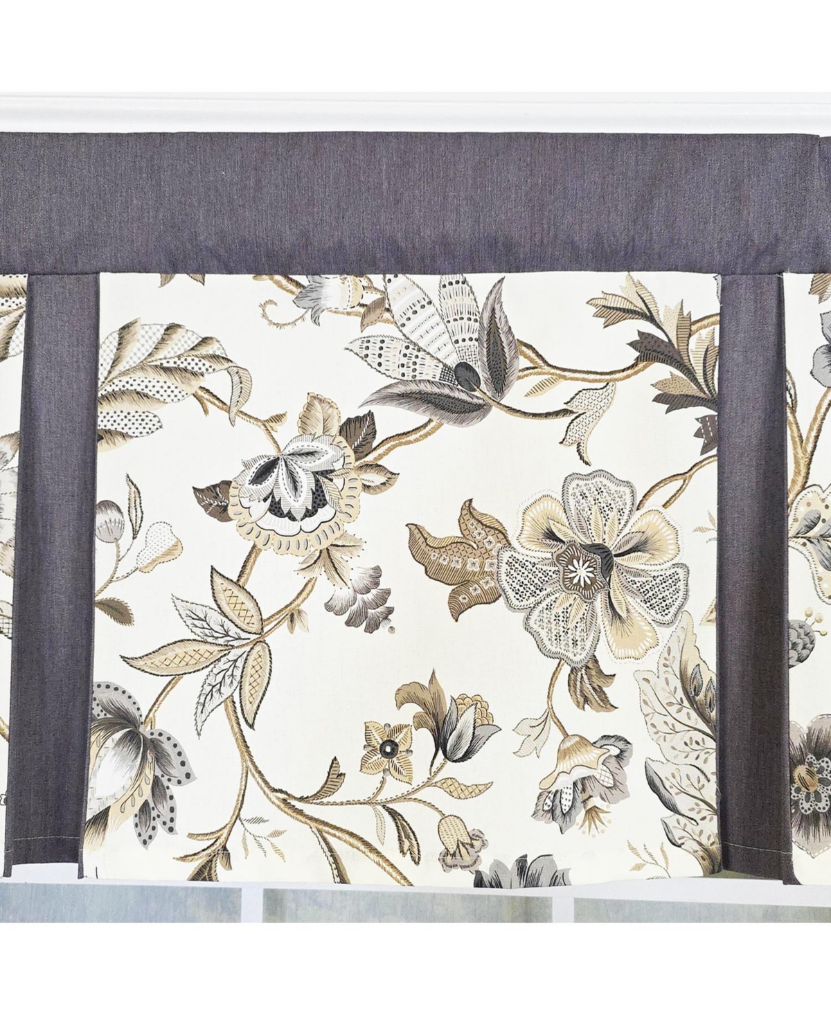 Rlf Home Zanzibar Pleated 100% Cotton Rod Pocket Window Valance 50" x 17" Gray