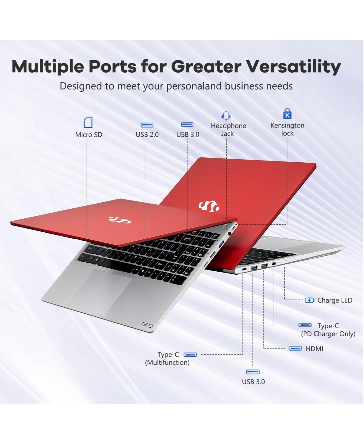 Nimo 15.6" Fhd Ips Laptop, 8 Cores Intel i5-12450H 32GB Ram 1TB Ssd WiFi 6