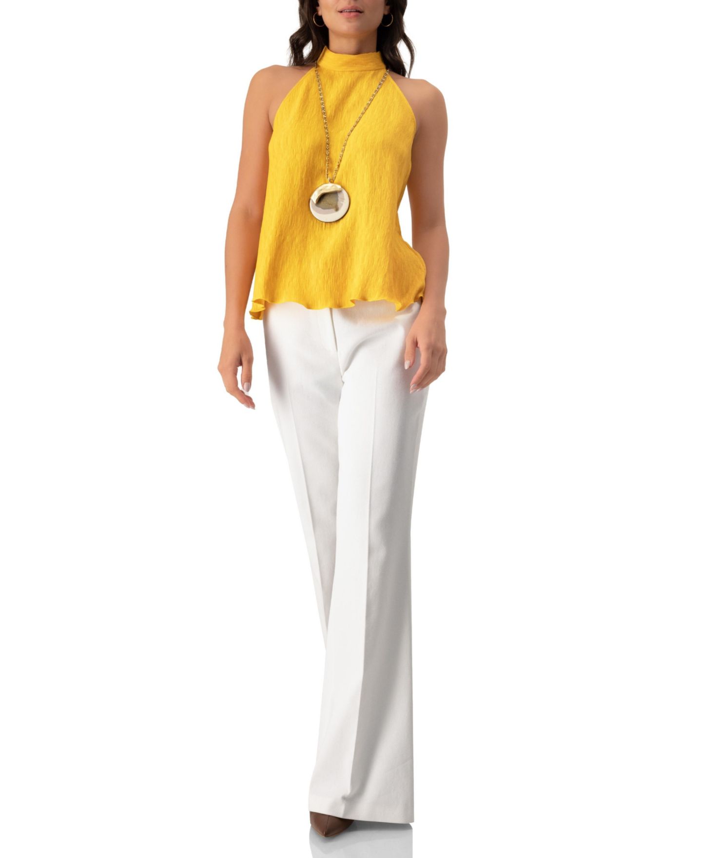 Женская блузка Ivonne Halter Neck Sleeveless, цвет: Жёлтый — фото 4