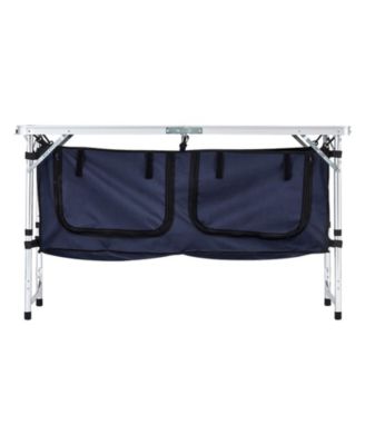 Camping Kitchen Table – Folding Aluminum Cook Station with Storage & Adjustable Heights