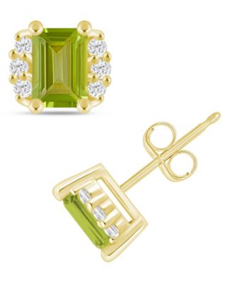 Gemstone and Diamond 1/3" Stud Earrings in 10K White Gold (also in 10K Yellow Gold)