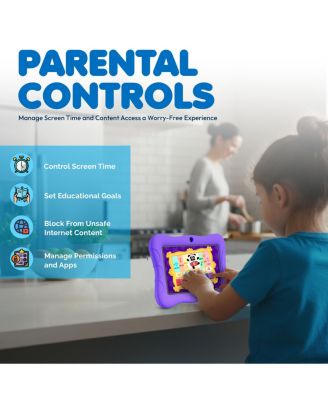 V9 Kids Tablet 32GB, 7” Screen WiFi Learning Device with Parental Controls, Shockproof Case, Epic! & LingoKids Apps