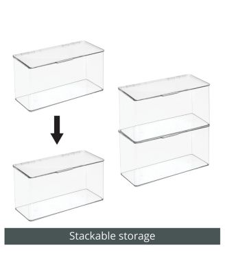 Plastic Playroom/Gaming Organizer Bin Box with Hinged Lid, 8 Pack, Clear