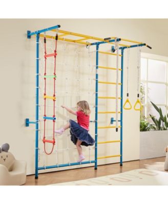 7-in-1 Indoor Jungle Gym w/ Ladder, Pull-Up Bar, Rope & Rings