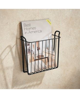Metal Wall Mount Decorative Magazine Rack Organizer Bin Basket