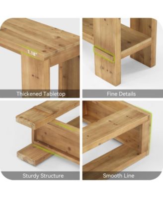 Solid Wood Console Table, Farmhouse 2-Tier Sofa Table for Behind Couch