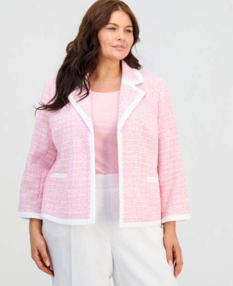 Женские куртки Kasper Plus Size Notched-Collar Open-Front Jacket