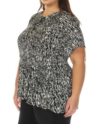 Plus Size Short Sleeve Printed Peplum Top