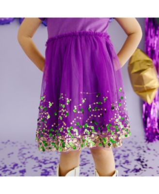 Little Girls Mardi Gras Confetti Short Sleeve Tutu Dress