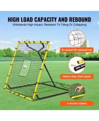 Baseball/Softball Rebounder Net, 4' x 4.5', Pitchback Trainer w/ Target, 4 Adjustable Angles
