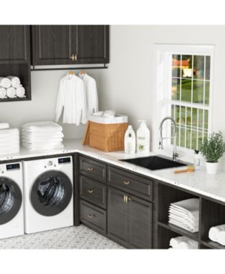 25x22x12inch Gunmetal Black Drop In Laundry Utility Sink 16 Gauge T304 Stainless Steel 12 Inch Deep Single Bowl Above Counter Sink