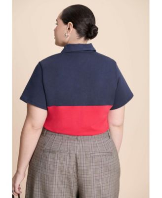 Women's Asym Zipper Neck Polo Shirt