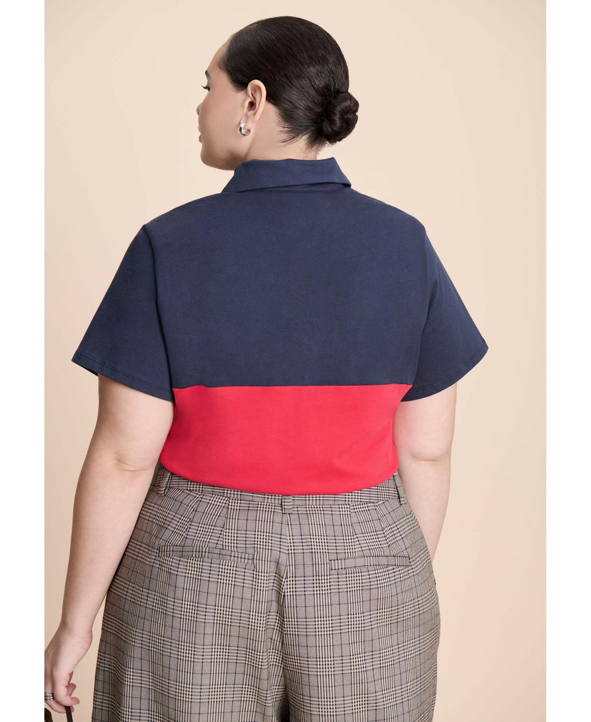 Eloquii Women's Asym Zipper Neck Polo Shirt