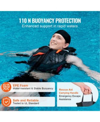 Life Vest for Watersports (PFD), Waterproof Nylon, 110N Buoyancy, Life Jacket for Fishing Kayaking Surfing, Men and Women, Size XL