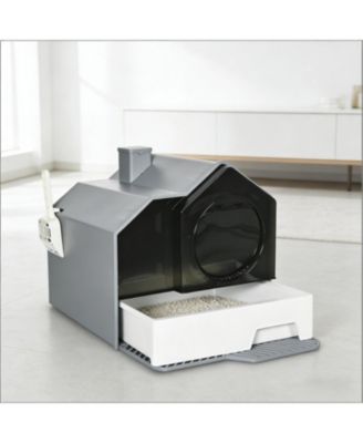 Easy to Clean Cat Litter Box in Grey