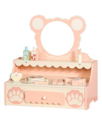 Bear Vanity Set for Girls | Kids Makeup Table with Mirror, Drawer & Pretend Cosmetics