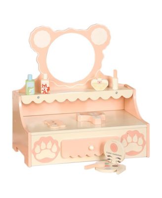 Bear Vanity Set for Girls | Kids Makeup Table with Mirror, Drawer & Pretend Cosmetics