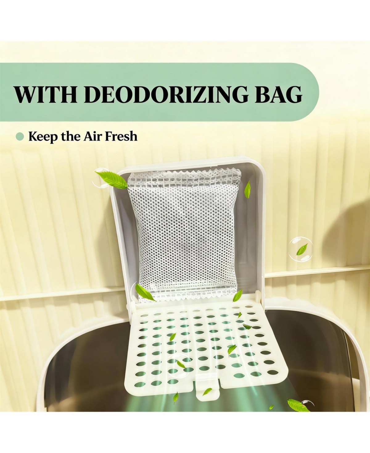 Aostirmotor Covered Cat Litter Box in Grey and White