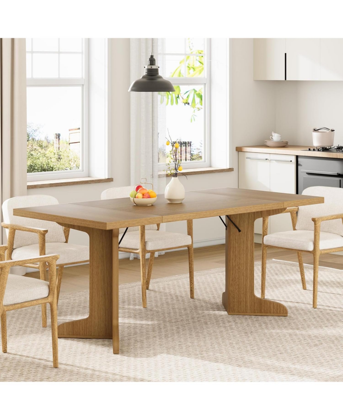 gaomon Kitchen Large Dining Table for 6 Farmhouse Kitchen Table for Dining Room, Home Office, Living Room
