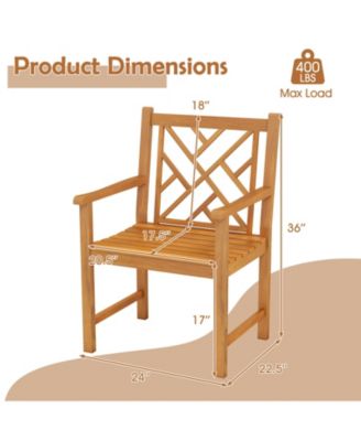 Set of 2 Outdoor Acacia Wood Dining Chairs with Cross Back